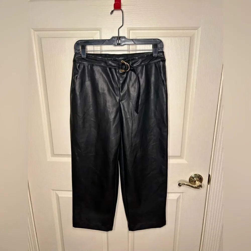 Marc New York faux leather cropped wide leg pants